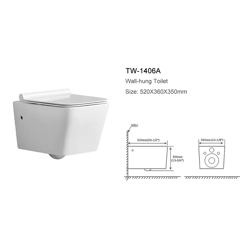 Square Rimless Wall-Hung To...