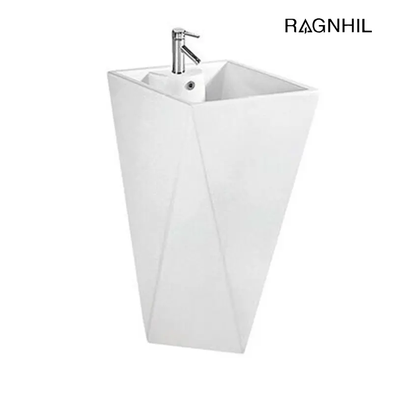 Chinese Manufacturer of Diamond-shape Bathroom Sink on Pedestal